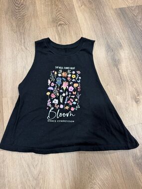 Bloom Floral Graphic Tank Top - Black